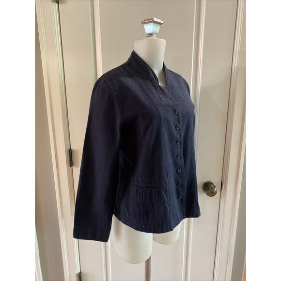 Eileen‎ Fisher Navy Blue Cotton Button Up Light Boxy Jacket -Size S - Picture 3 of 12